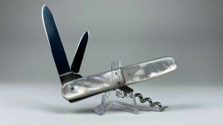 Vintage Gust.  Haker 3 Blade Solingen Germany Mop Mother Of Pearl Knife Rare
