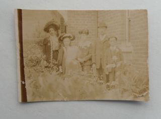 Antique C1890 B/w Photograph.  Family Group Outside House.  Smartly Dressed.  Trade