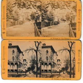 1870s Pair Carbutt Stereoviews Michigan Ave Chicago Il Madison St Adams St