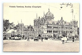 Vintage Postcard Victoria Terminus Rail Station Bombay Mumbai India B8