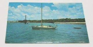 Vintage Postcard Sailing On Indian River Brevard Hotel Cocoa Florida