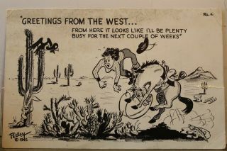 Comic Cartoon Greetings From West Looks Plenty Busy Postcard Old Vintage Card Pc