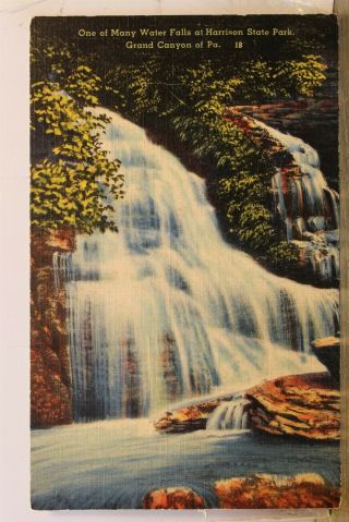 Pennsylvania Pa Harrison State Park Grand Canyon Water Falls Postcard Old View