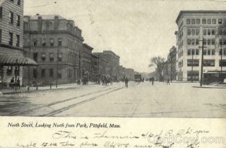 1907 Pittsfield,  Ma Looking North From Park,  North Street Berkshire County Vintage