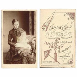Cdv Victorian Lady & Child Carte De Visite Photograph By Carlton Of Horncastle