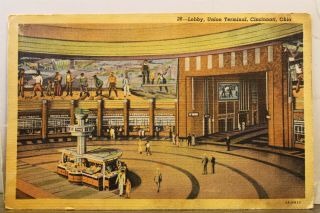 Ohio Oh Cincinnati Union Terminal Lobby Postcard Old Vintage Card View Standard