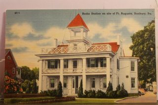 Pennsylvania Pa Sunbury Fort Augusta Radio Station Postcard Old Vintage Card Pc