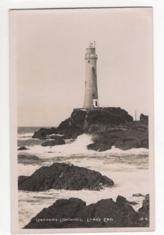 Longships Lighthouse Lands End Cornwall Vintage Rp Postcard 923b