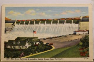 Washington Wa Grand Coulee Dam Green Hut Cafe Postcard Old Vintage Card View Pc