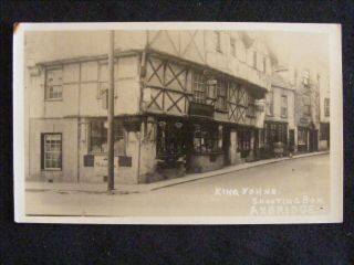 Vintage King Johns Shooting Box Axbridge Rp Postcard Shopfront Motor Oil Signs
