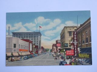 Central Avenue & 4th In Albuquerque Mexico 1950’s Vintage Linen Postcard