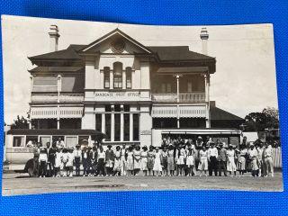 Vintage Early 1900’s Rppc Sandgate Post Office,  Buses And People