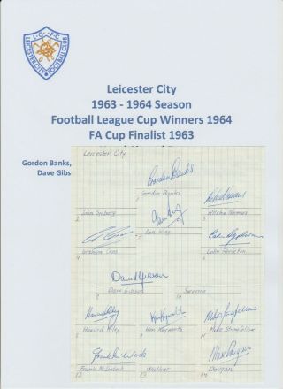 Leicester City League Cup Winners 1964 Rare Autographed Book Page 11x Signatures