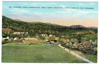 Cherokee Indian Reservation Great Smoky Mountains Nc Vintage Linen Postcard