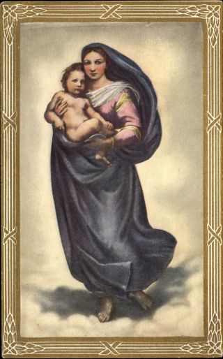 Madonna Mary Jesus Art Deco Whitney Made C1910 Vintage Postcard