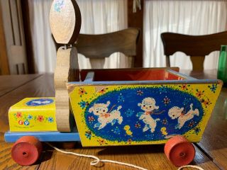 Vintage Fisher Price BIZZY BUNNY CART Pull Toy 306 RARE 1950’s 2U 2