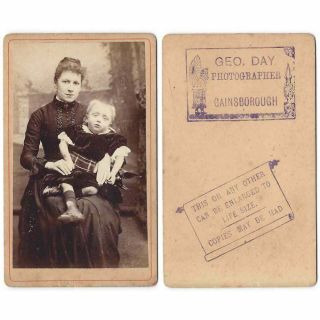 Cdv Victorian Lady & Child Carte De Visite By Day Of Gainsborough