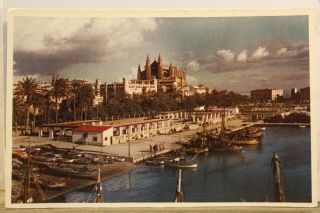 Spain Mallorca Palma Cathedral Puerto El Jonquet Postcard Old Vintage Card View