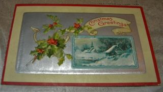 Vintage " Christmas Greetings " Post Card