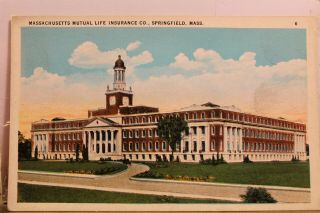Massachusetts Ma Springfield Mutual Life Insurance Co Postcard Old Vintage Card