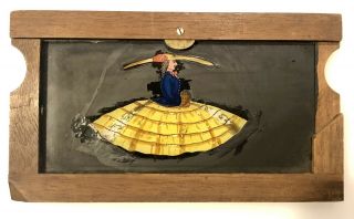 Antique T.  H.  Mcallister Lady In Big Dress Partial Mechanical Magic Lantern Slide