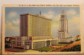 California Ca Los Angeles Us Post Office Federal Building Postcard Old Vintage
