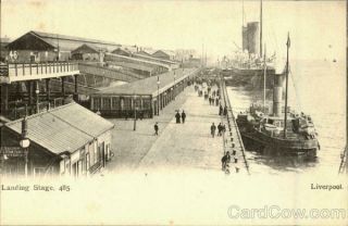 Merseyside England Liverpool Landing Stage Antique Postcard Vintage Post Card
