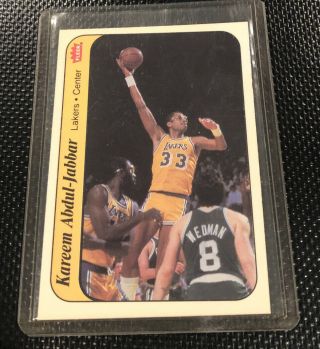 1986 Fleer Kareem Abdul Jabbar Sticker 1 Los Angeles Lakers Hof Rare Jordan Rc