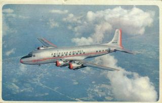 Vintage 1951 Postcard American Airlines Dc - 7 ? Airline Issued -
