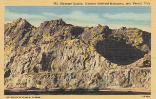 Dinosaur National Monument Fossil Bone Quarry Vernal Utah Vintage Linen