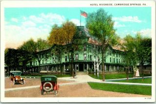 Vintage Cambridge Springs Pennsylvania Postcard " Hotel Riverside " C1920s