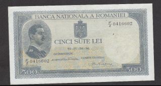500 Lei Very Fine Crispy Banknote From Romania 1936 Pick - 42 Rare