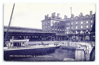 Vintage Postcard Holyhead Hotel And Landing Stage England Uk J10