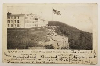 Vintage Postcard Mountain House,  Catskill Mountains,  Ny Flag Posted 1905
