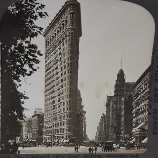 Vintage Stereoview York Building " Flat Iron " International Stereogrograph