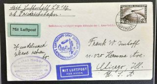 Germany To Usa 1929 Zeppelin,  Rare Airship Flight Cover To Ny,  Delay Cachet
