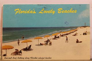 Florida Fl Lovely Beaches Sun Surf Bathing Beach Postcard Old Vintage Card View