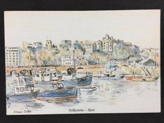 Vintage Postcard: Kent: T75: Folkestone: Illustration Diane Seteky