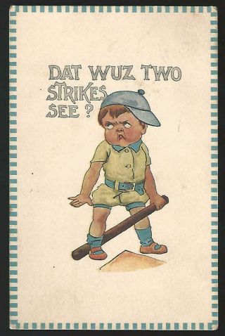 Baseball Humor Comic Postcard Kid Series Vintage 1916