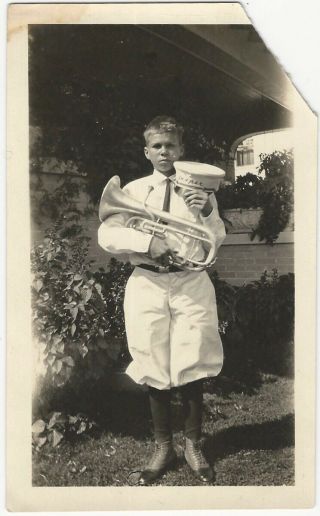 Boy In Marching Band Uniform With French Horn Jasper Indiana Music Snapshot