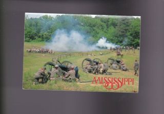 Vtg.  Vicksburg,  Mississippi Civil War Re - Enactment Post Card