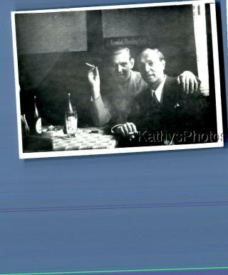 Found B&w Photo N_7891 Men Sitting At Table Smoking Cigarettes