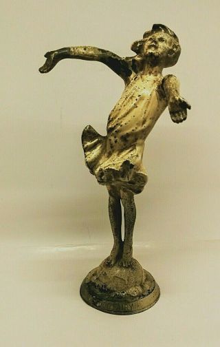 Rare Antique 1916 The Good Fairy Bronze Metal Statue Jmr Paint White