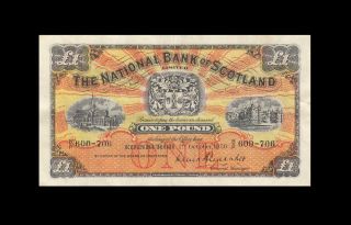1956 National Bank Of Scotland 1 Pound Rare " B/p " ( (ef, ))