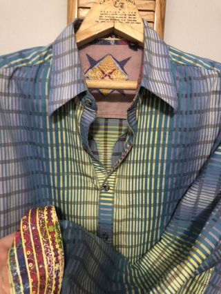 Robert Graham X L/s Button Front Shirt Size Large L Contrast Designer Rare
