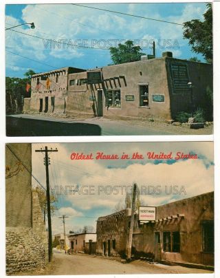 2 Oldest House In The Usa In Santa Fe Mexico Vintage Chrome Postcards