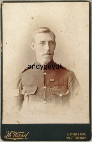 Cabinet Card Soldier Medal West Croydon Ward Military Royal Irish Photo Antique