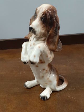 Vtg Porcelain Basset Hound Figurine Begging Dog Ucagco Japan 7 " Rare