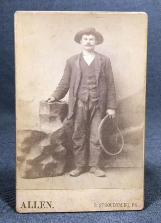 Antique Cabinet Card Photograph Man Holding A Whip East Stroudsburg Pa Photo
