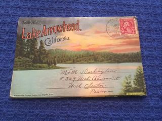 Vintage Souvenir Postcard Folder.  Lake Arrowhead California.